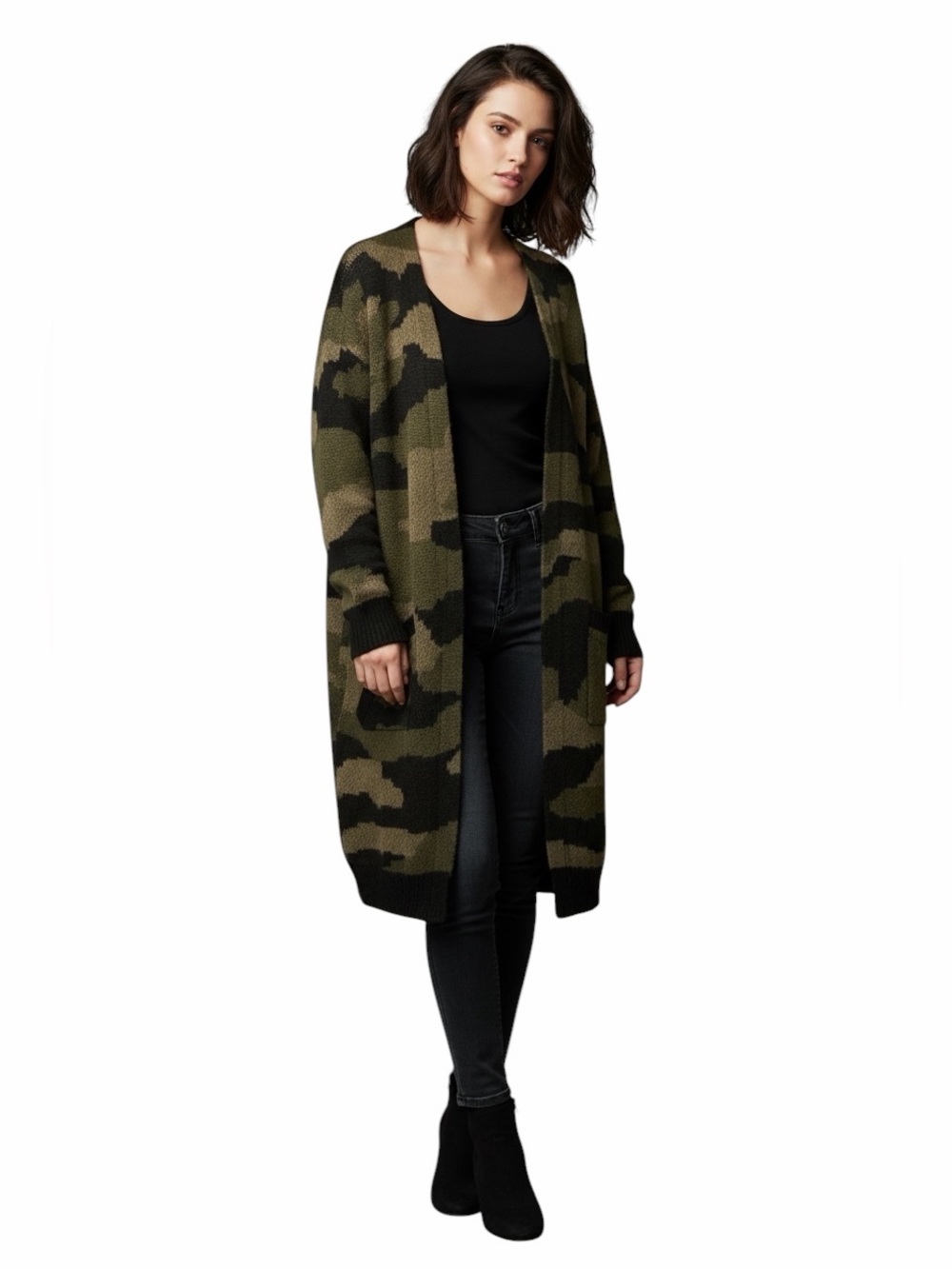 SCOOP CAMOUFLAGE LONG CARDIGAN.